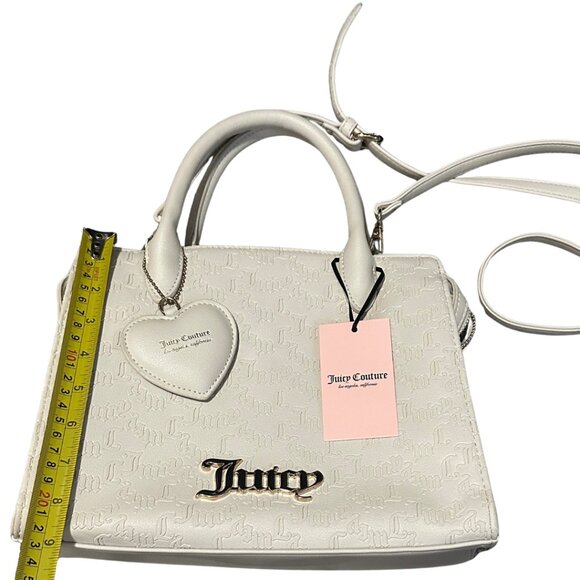 NWT Juicy Couture Crossbody Purse Ladylike Satchel Bag Cream White Crystal - Picture 11 of 12